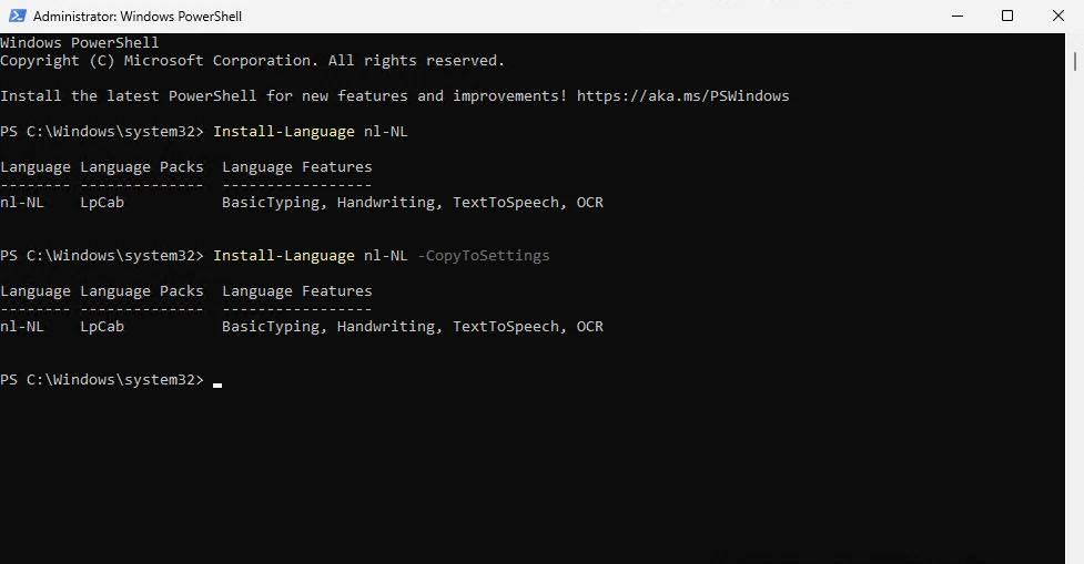 Configure the default Language on the device